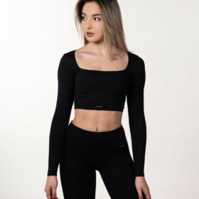 Crop-top "Fancy", negru