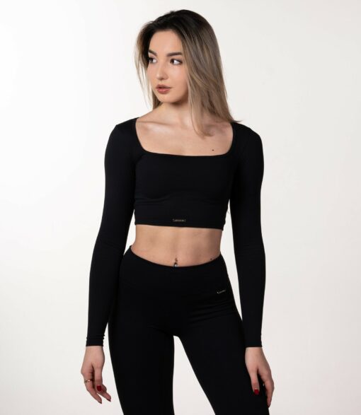 Crop-top "Fancy", negru