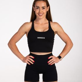 Top crop sport pentru femei “Infinity”, negru