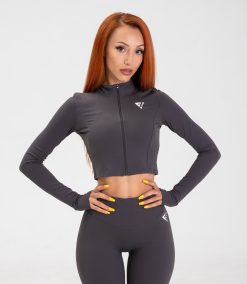 Hanorac crop-top pentru femei "Active", grey