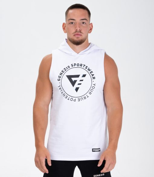 Maiou Hoodie Tank Top "Legacy", white