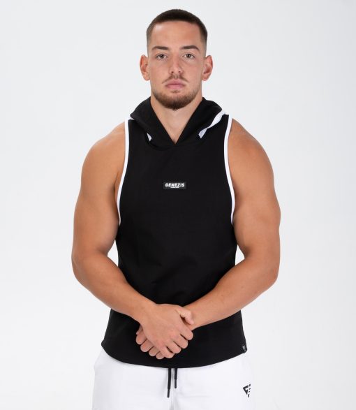 Maiou Hoodie Tank Top "Superb", black/white