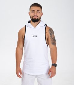 Maiou Hoodie Tank Top "Superb", white/black