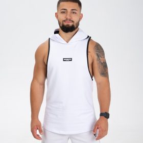 Maiou Hoodie Tank Top "Superb", white/black