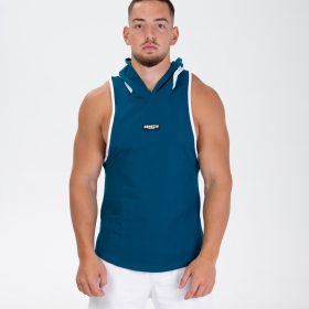 Maiou Hoodie Tank Top "Superb", blue/white