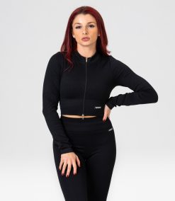 Hanorac crop-top "Essence", black