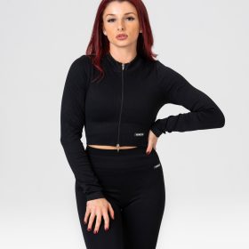 Hanorac crop-top "Essence", black