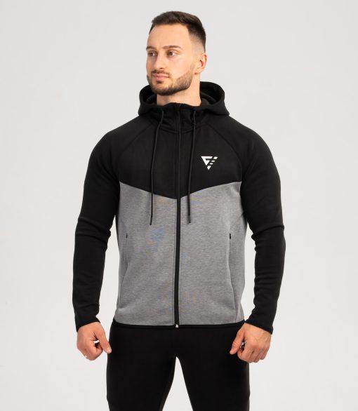 Hanorac cu fermoar "Victory", grey/black