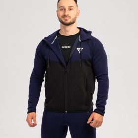 Hanorac cu fermoar "Victory", black/dark blue